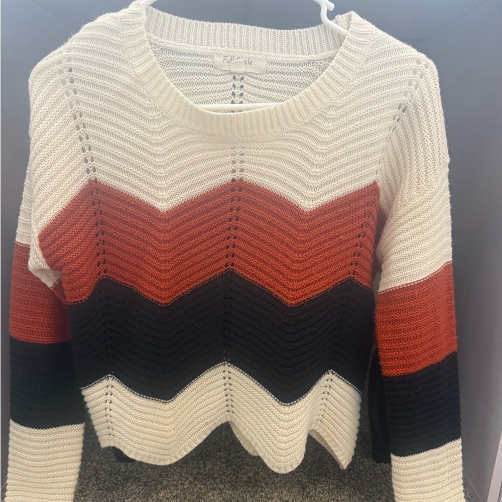 Orange, White, and Black Sweater